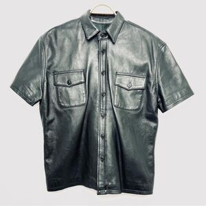 Kookie Rare Button Up Short-Sleeve Leather Shirt Size Large